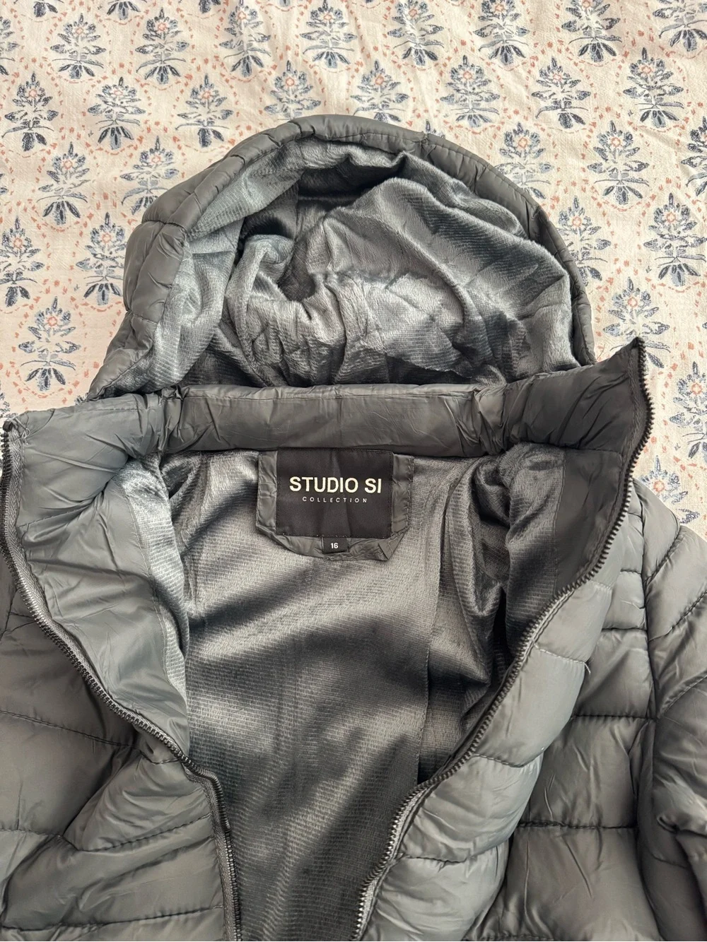 Studio SI Kids' Lightweight Hooded Puffer Jacket - Gray